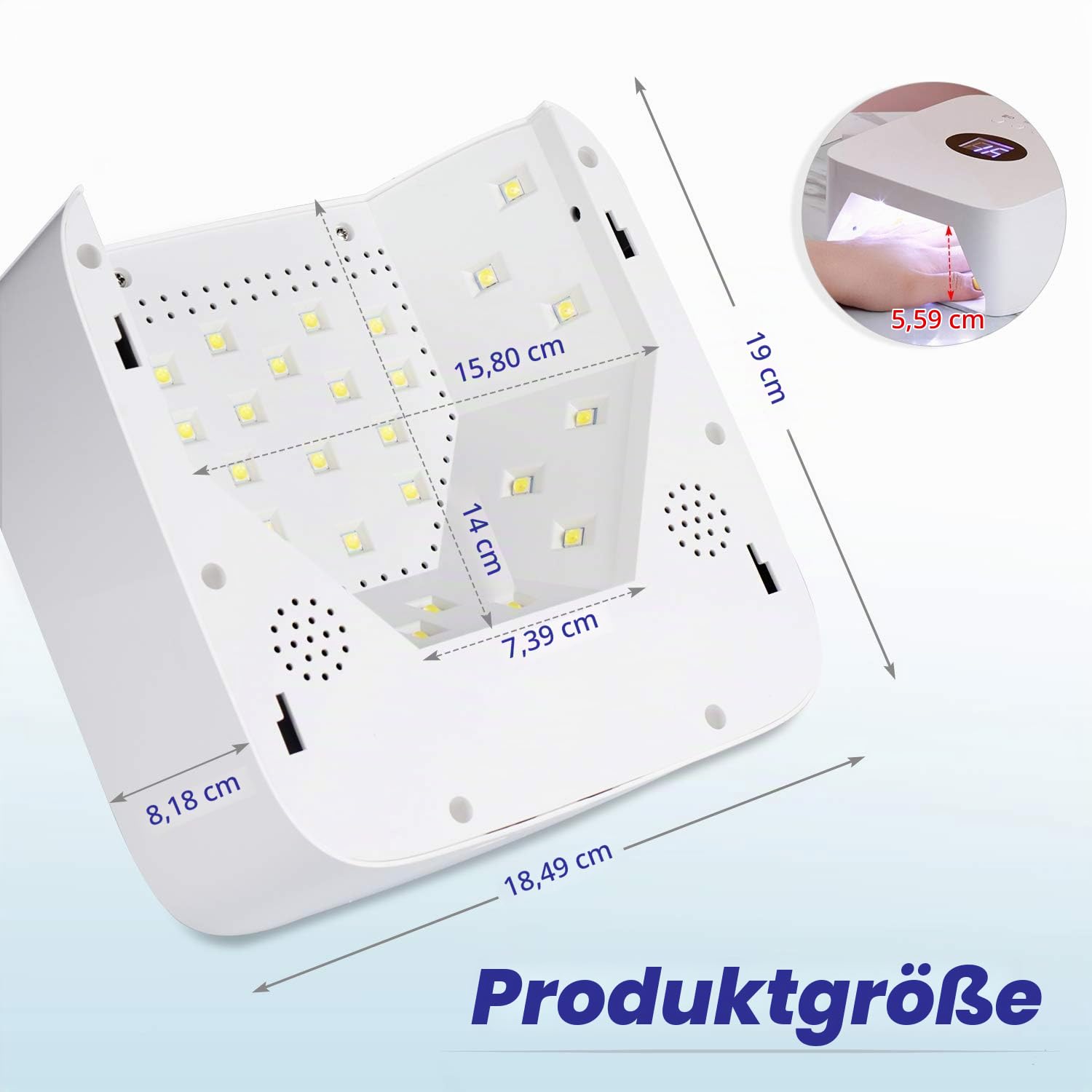 AZ GOGO 72W Nageltrockner LED UV Lampe für Gelnägel, Professionelle UV Nagellampe mit 30/60/99s Timer, Infrarot Sensor, LCD Display, Auto-Sensor, Geeignet für alle Gel, Wiederaufladbare & Tragbare