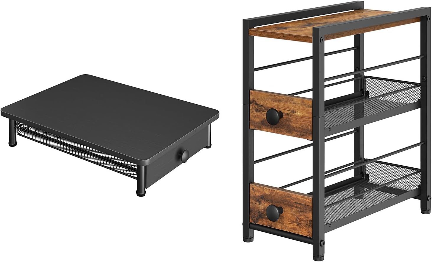 Coffee Pod Drawer Holder, Pull Out Spice Rack, Narrow Spinning Organizer with 2 Drawers, for Kitchen Countertop