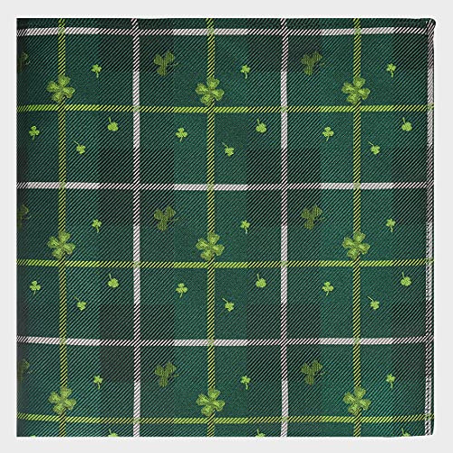 Kissties Pocket Square Irish Hanky St. Patricks Clover Pattern Handkerchief Green #TOP1