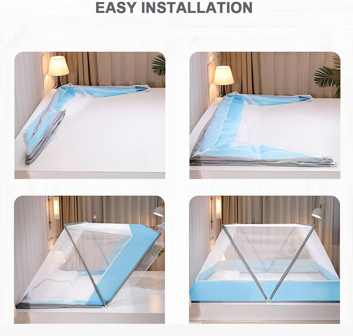 Mosquito Net for Bed, Travel Mosquito Net, Portable Folding Mosquito Mesh for/Single/King Size Bed Canopy Bedroom Insect Fly Screen,Green,135x190x80cm