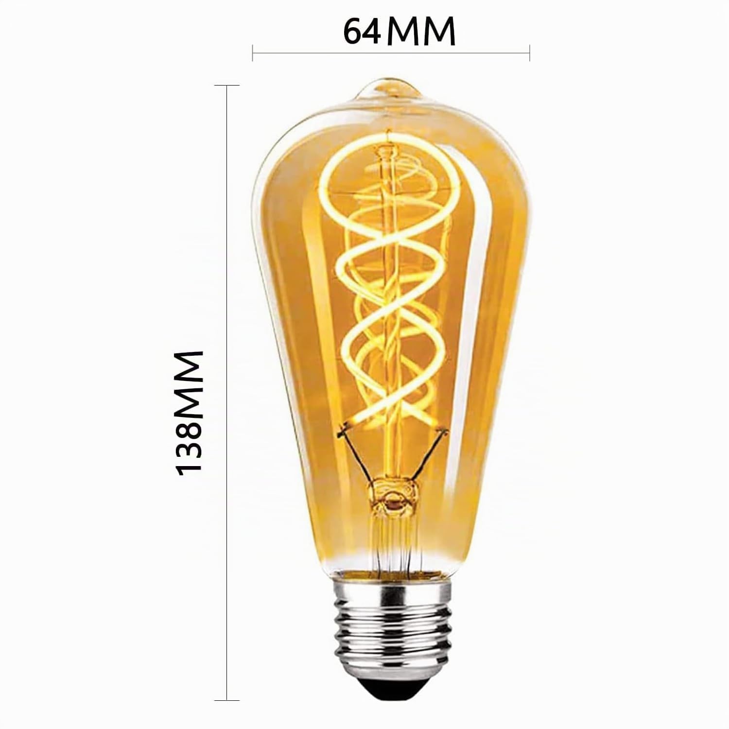 Glühbirne E27 LED Vintage 4W Dimmbar Warmweiß ST64, Bernstein - 6 Stück | Edison Vintage Glühbirne E27 Retro LED Filament Lampe für Nostalgie und Retro Beleuchtung im Haus Café Bar
