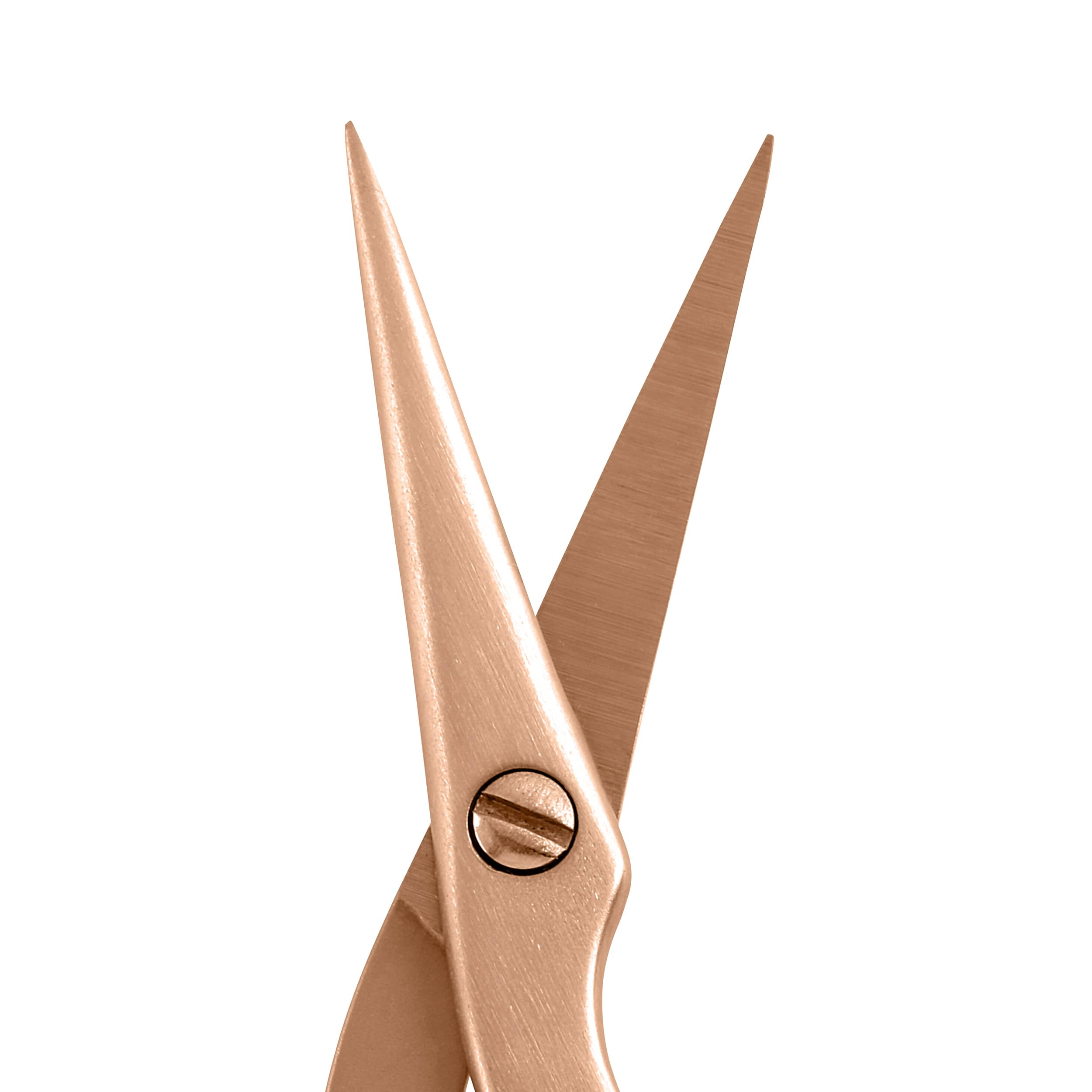 TWEEZERMAN Augenbrauenschere und Bürste – Brow Shaping Scissors & Brush, Edelstahl aus Italien, Ergonomisch, Rose Gold