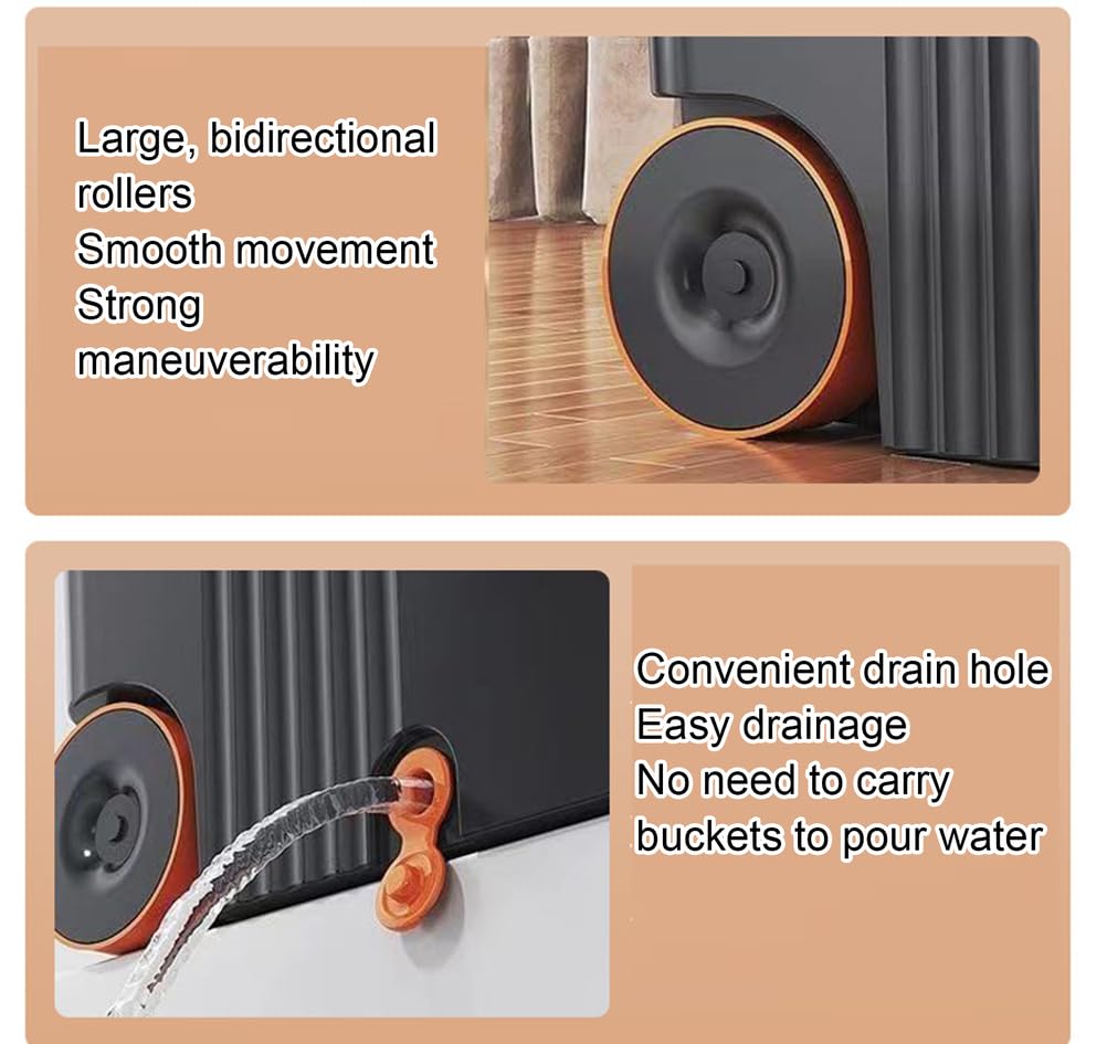 Sistema de Limpieza de Suelos Giratorio 360, fregona giratoria y Cubo con Juego de escurridor, 2 recambios de Cabezales de Microfibra, fregona para Limpieza del hogar, A