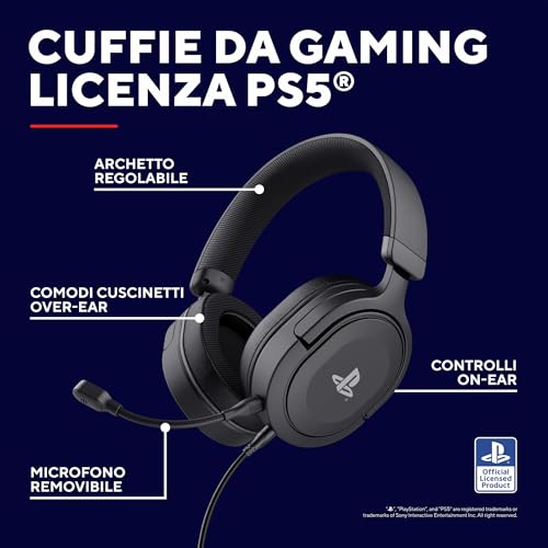 GXTrust 498 Forta Cuffie Ecosostenibile PS5 e PS4 con Licenza Ufficiale PlayStation 5, Driver 50 mm, Cavo da 1,2 m, Microfono Staccabile, Jack Audio 3.5 mm, Cuffie Gaming Cablate - Nero - Cuffia gaming - Immagine 1
