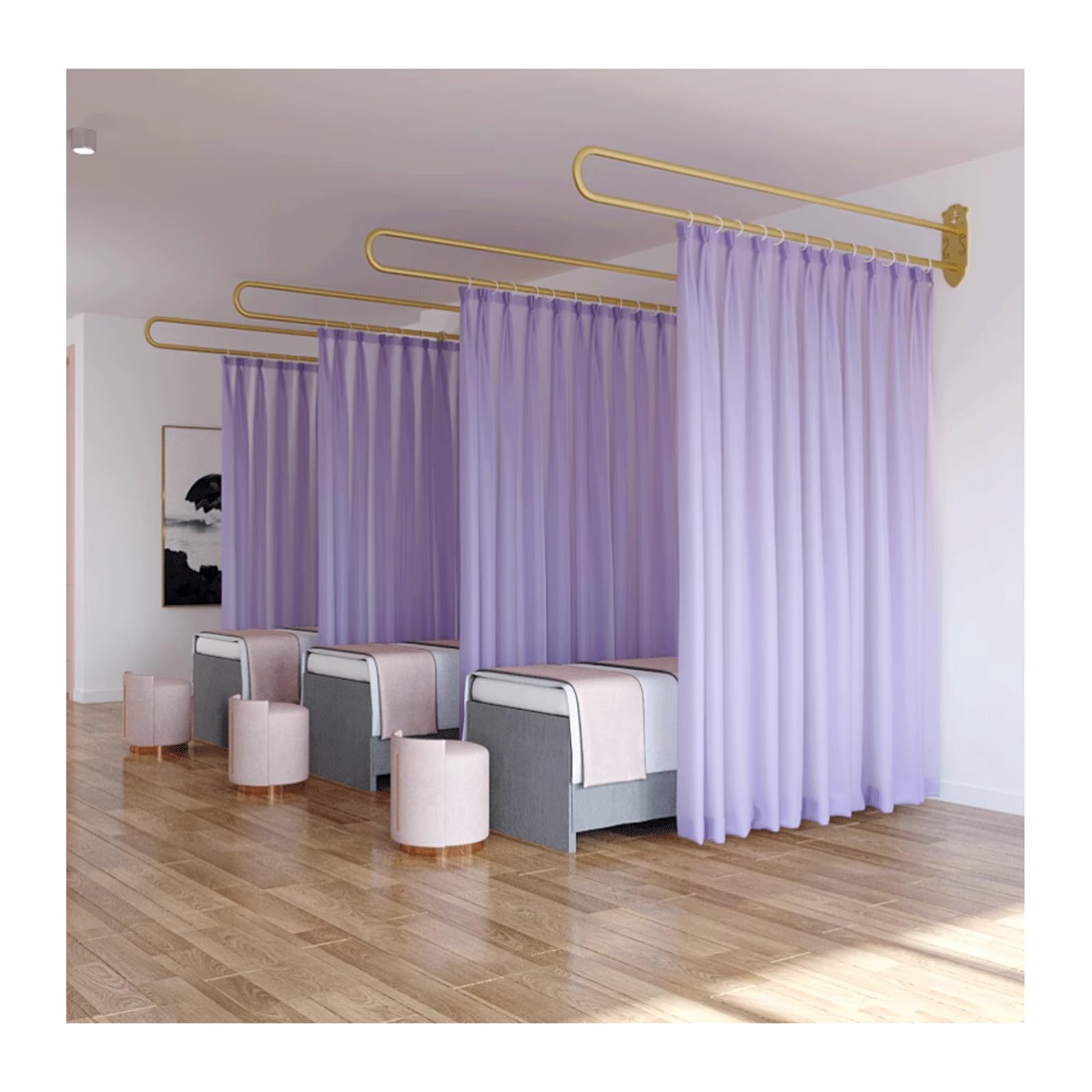 Divisorio da parete con supporto in metallo U-S – Elegante divisorio privacy per saloni, centri benessere e uffici – Elegante tenda da appendere alla parete per una maggiore privacy
