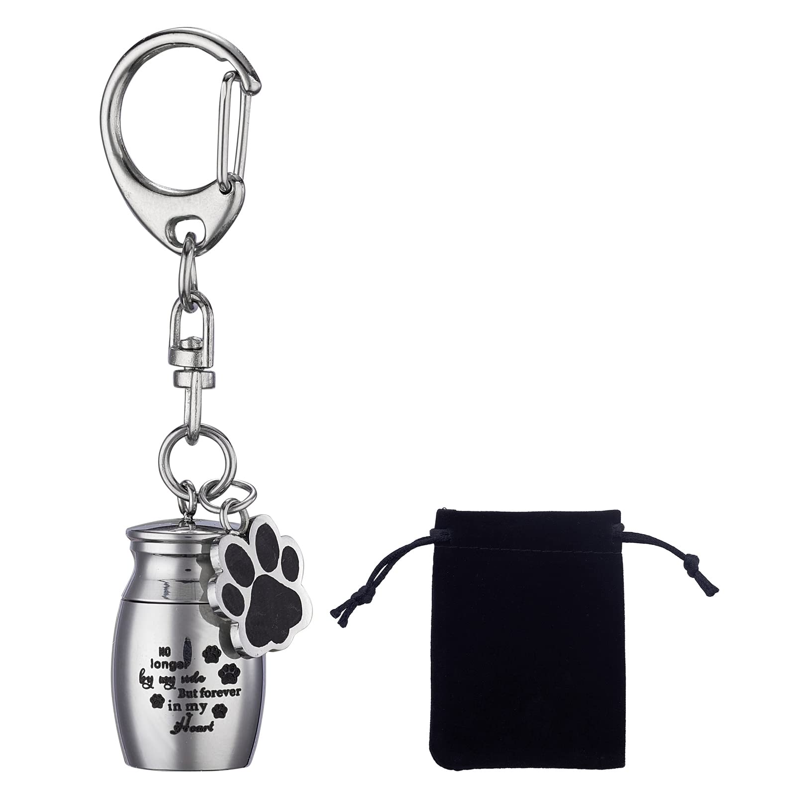 WEWAYSMILE Llavero de Urna para Mascotas, Porta Cenizas de Llavero, Perro Urnas Llavero, con Bolsa de Terciopelo, para el Diente Del Pelo de la Uña Del Animal Doméstico Humano