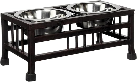 Pets Empire Pet Feeder for Dogs &amp; Cats | Dog Bowl Stand for Dogs | Stainless Steel Food and Water Bowls with Iron Stand | ...
