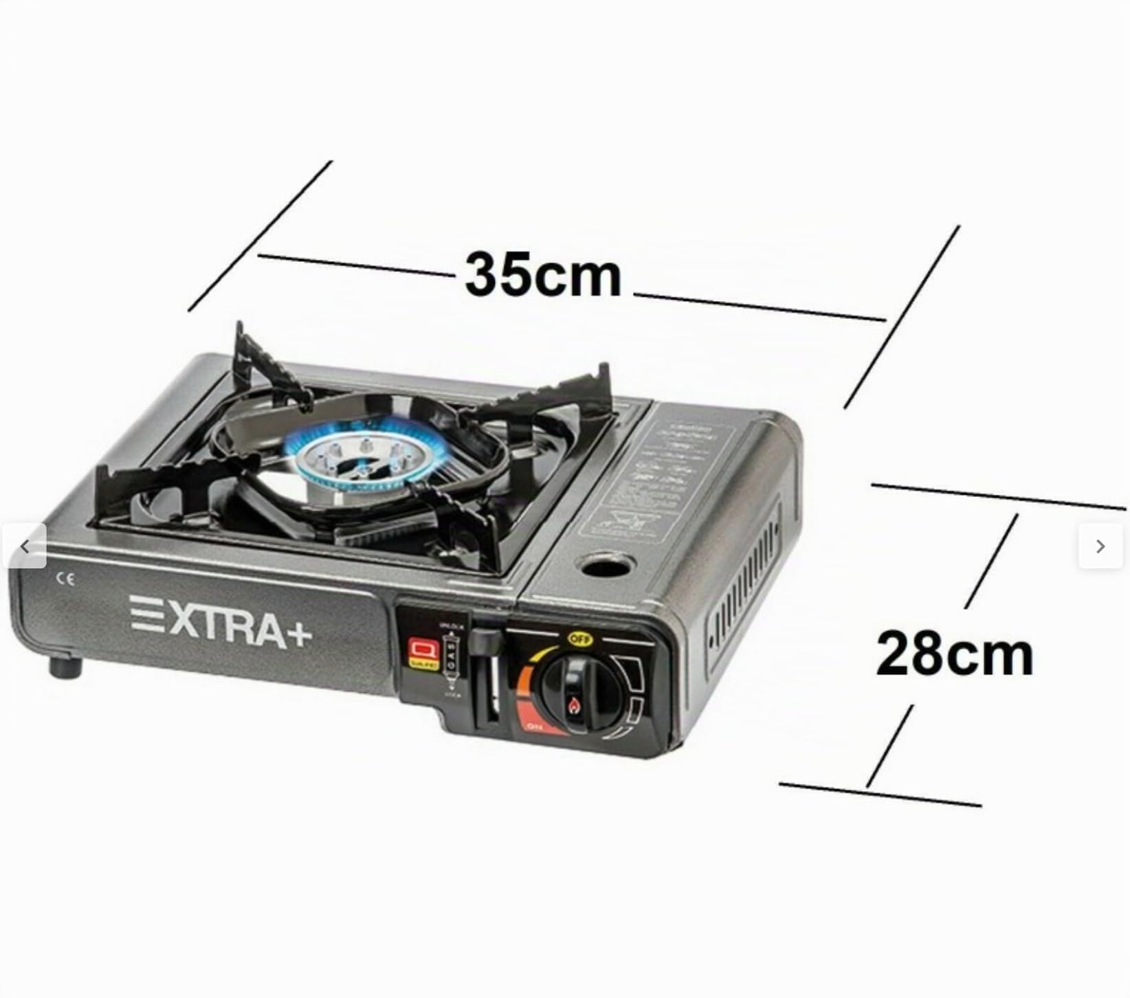Cocina Portátil con Maletín, Fogón de Gas Butano para Camping, Senderismo Picnics y Barbacoas- Metal Negro, 35x28cm, Modelo BDZ155, Incluye 5 Cartuchos B-250 de 220gr
