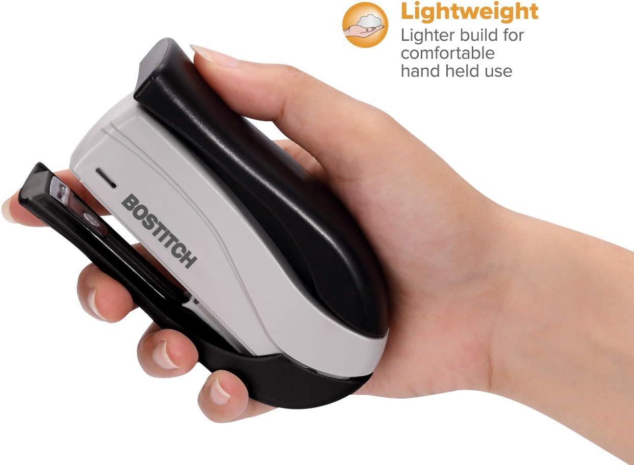 Bostitch inSHAPE 15 Reduced Effort Compact Stapler, 15 Sheets, Black/Gray (1455)