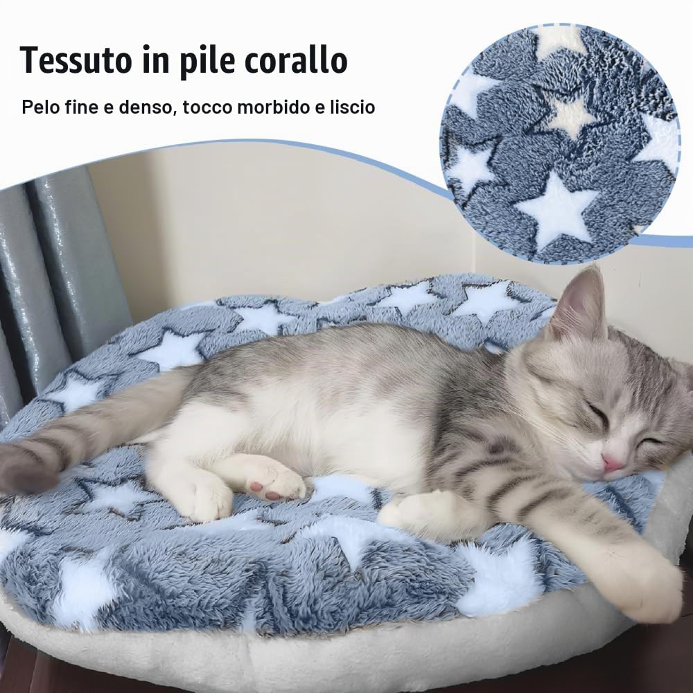 DONGKER Tappetino Rotondo per Gatti da 40 cm, 2 Pezzi Cuccia per Gatto in Pile di Corallo Bifacciale, Cuscino per Gatti Lavabile per Animali Domestici per Letti Tiragraffi Cucce Divano