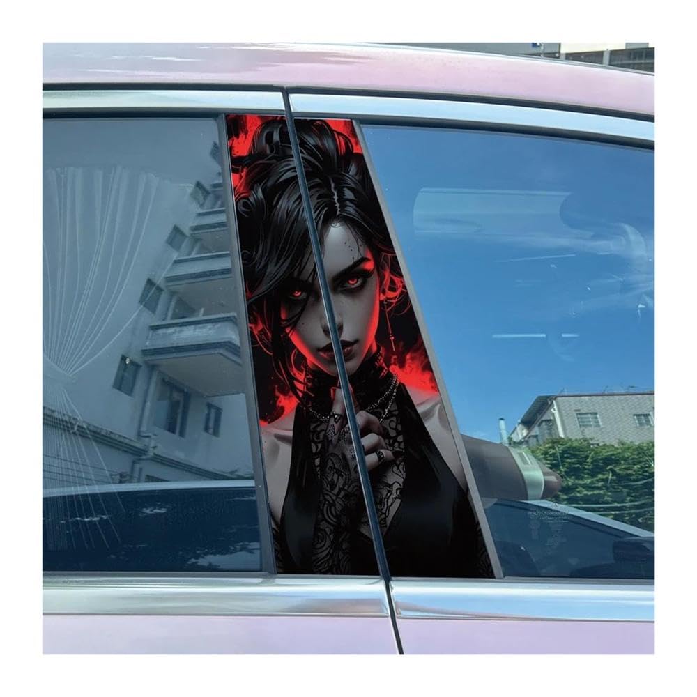 Body Parts 2pcs Car Center Pillar Sticker Tattoo Sister Auto B-Pillar Waterproof Protective Film(F)