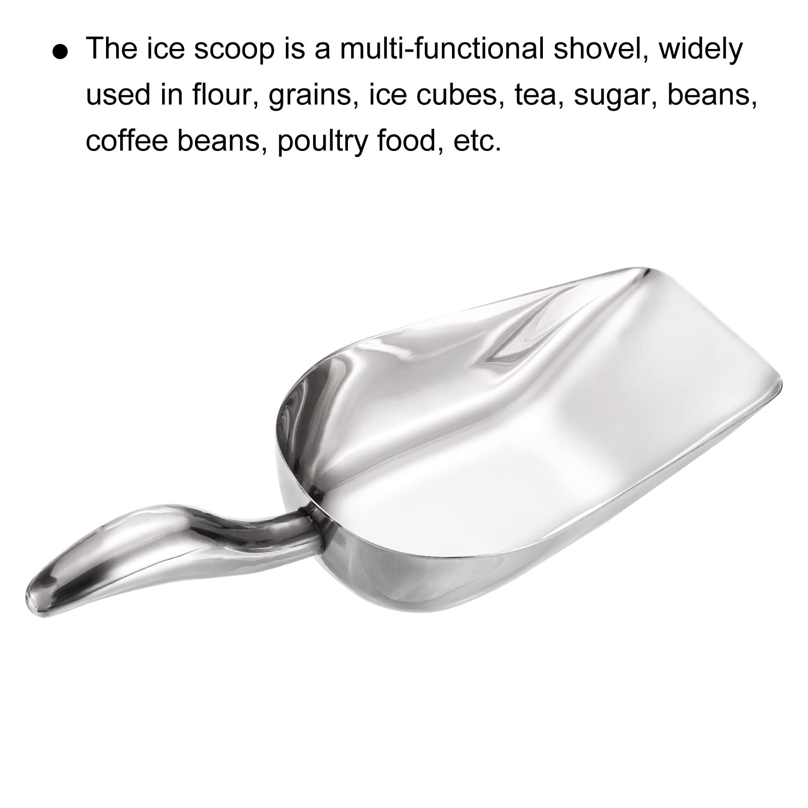 PATIKIL Glace Cuillère, Inox Acier 12x3.5" Petit Glace Tissuant Utilité Pelle pour Cuisine Tige Fête, Argent