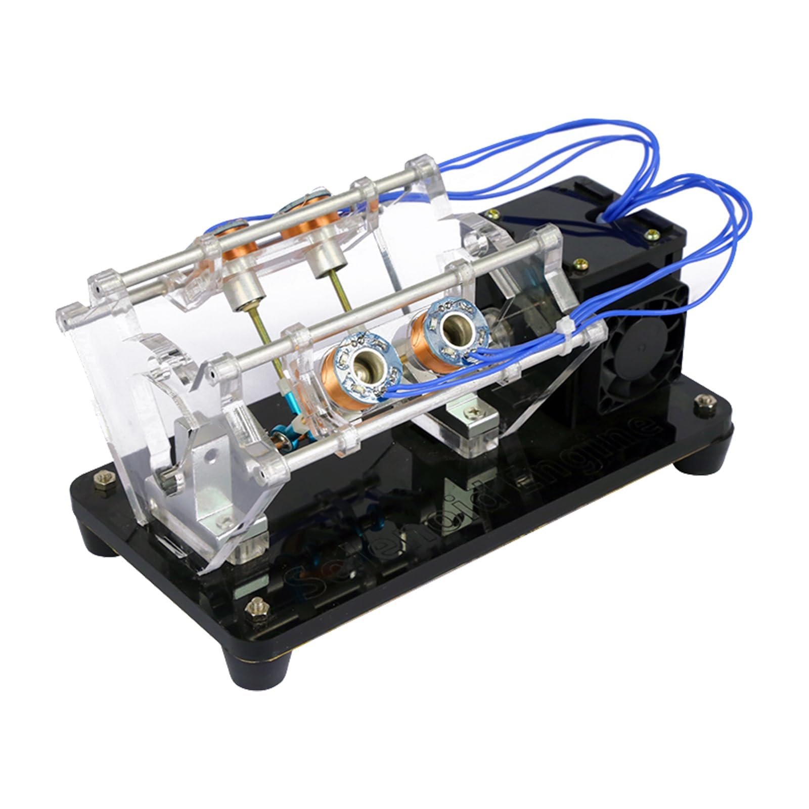 Modello di Motore Elettromagnetico a Forma di V, Modello di Motore con 4/8/12 Bobine e Design a LED, Strumento Educativo da 5V per Esperimenti, Combinazione di Campi Magnetici (4Coil)
