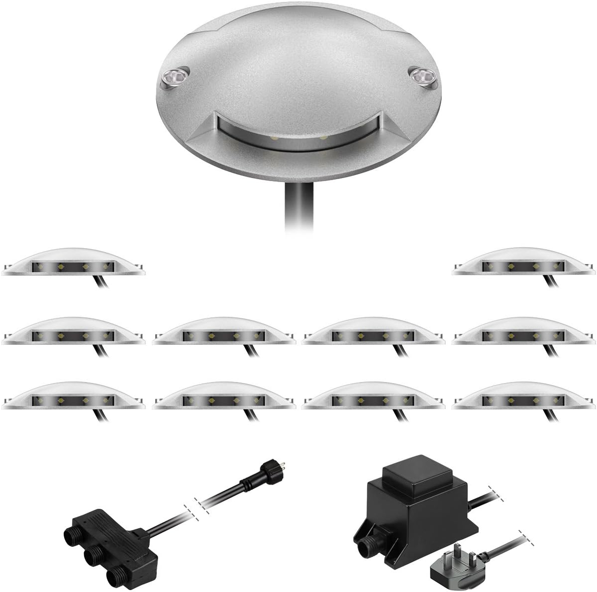 parlat LED Surface-Mounted Light BUNDA for Outdoor, 2-Beam, Trafficable, Warm White, BS, Set of 11