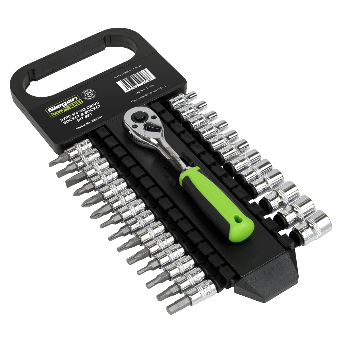 Sealey Socket & Socket Bit Set 27pc 1/4""Sq Drive WallDrive® Metric - S01241