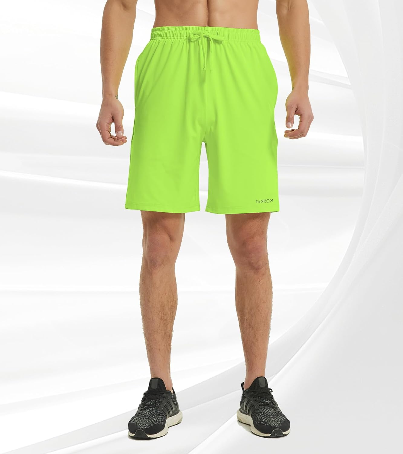JINSHI Men’s Big and Tall Athletic Unlined Shorts Deep Pockets Elastic Waist Drawstring 8in Sport Male Long Basketball Shorts