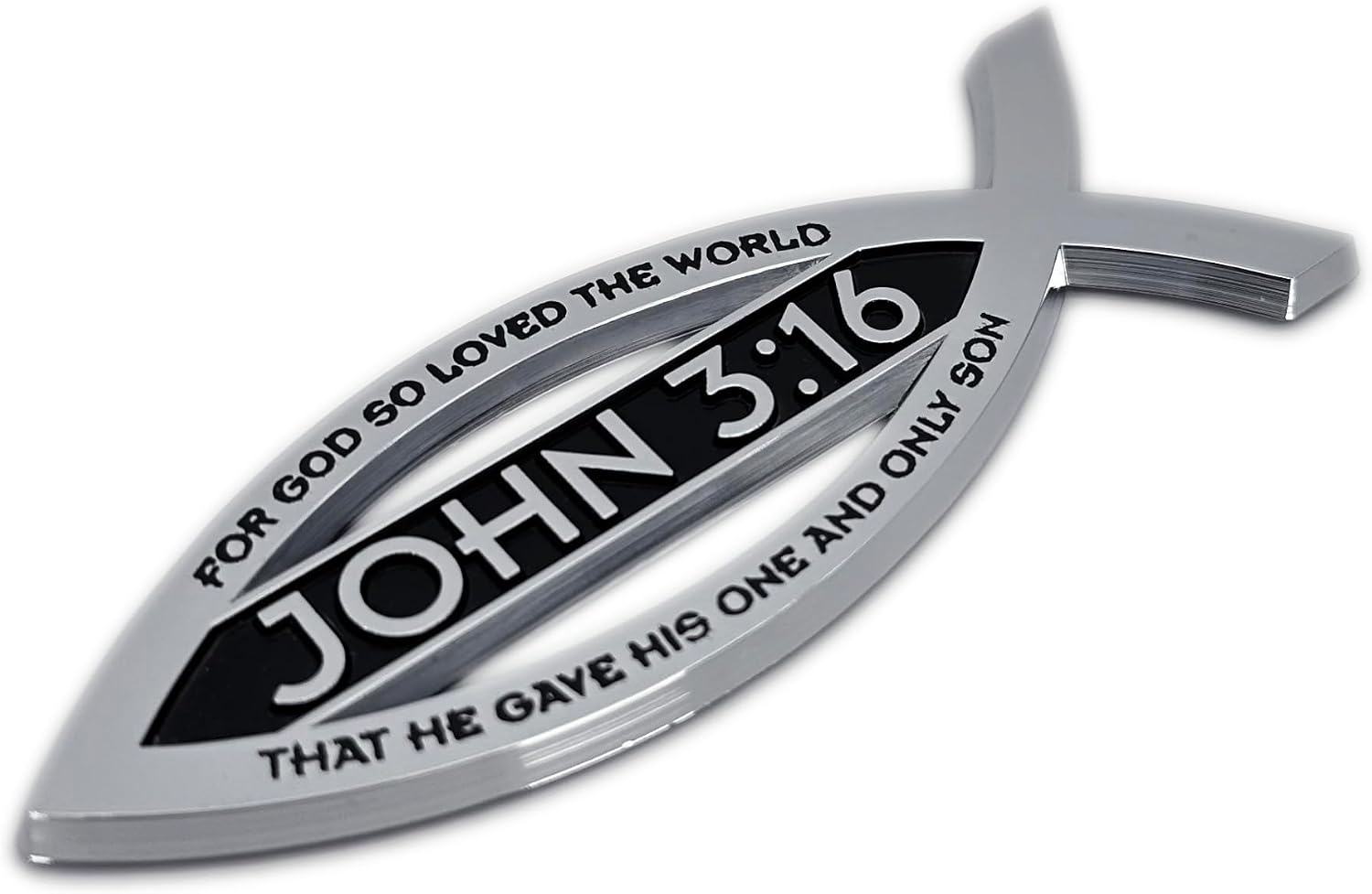 Elektroplate John 3:16 Bible Verse Christian Fish Symbol Chrome Emblem image 4