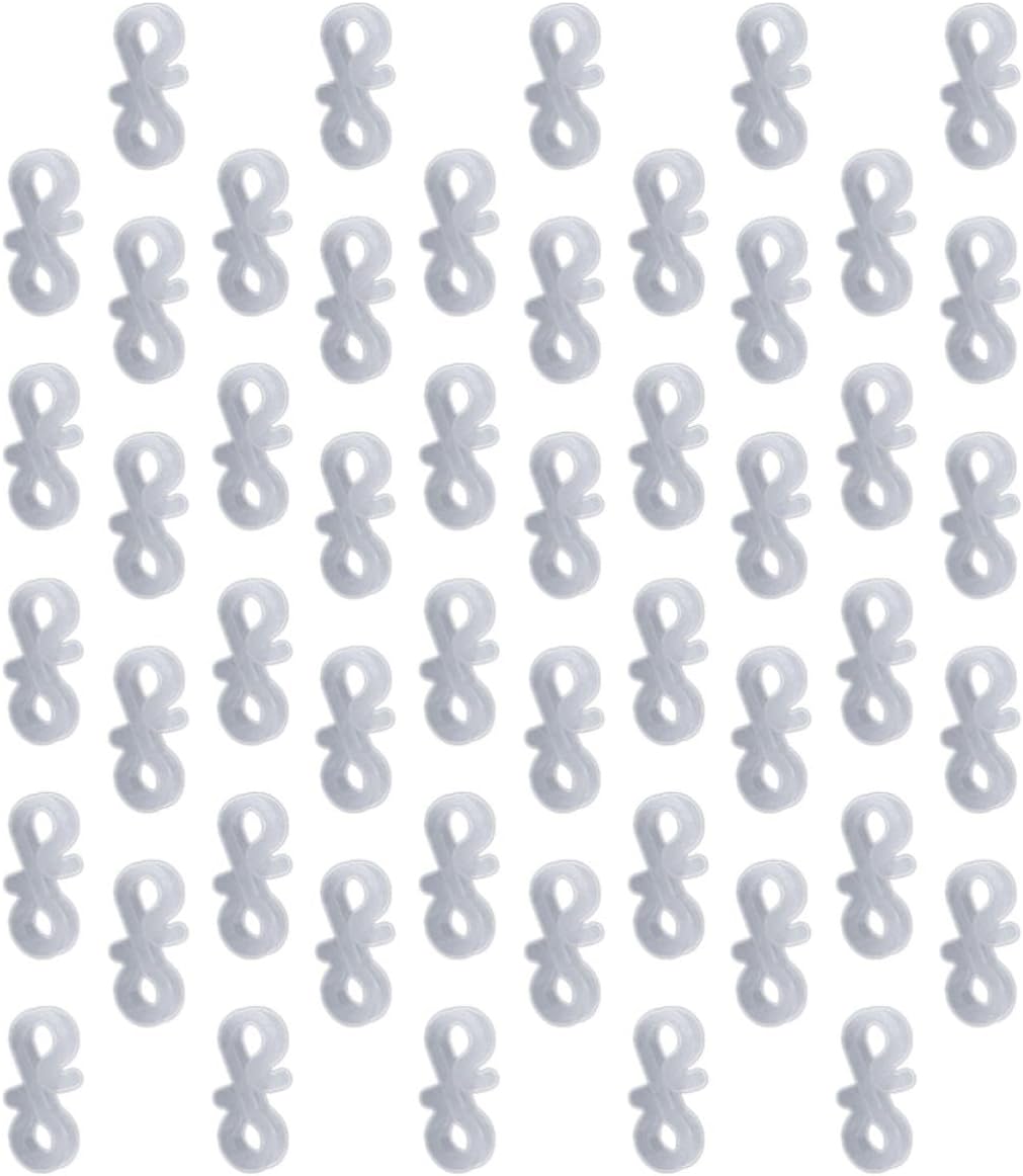 100pcs Mini Plastic S Clip Hooks for Outdoor Rope Lights | White Reusable Set, Easy Install, Waterproof Securing Clips, Halloween Christmas