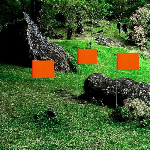 Banderas marcadoras naranjas con punta de alambre de 60 piezas para riego y medición 6