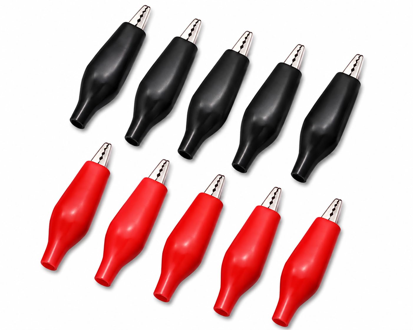 Pair of 5 Crocodile Alligator Test Clips with Insulated Covers (5 Red + 5 Black) | Electrical Test Clamps for Multimeter, Battery, DIY Electronics & Automotive Testing-image-40