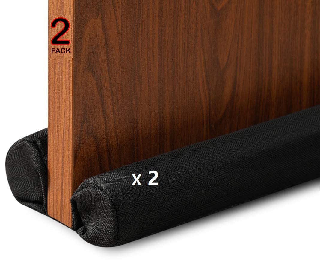 DreamQuil 2 Pack Door Darft Stopper Weather Stripping Bottom of Door Seal Dust and Noise Blocker Gap1.5 Inch Door Sweep Guard Insulation Adjustable 32-36 Inch Black
