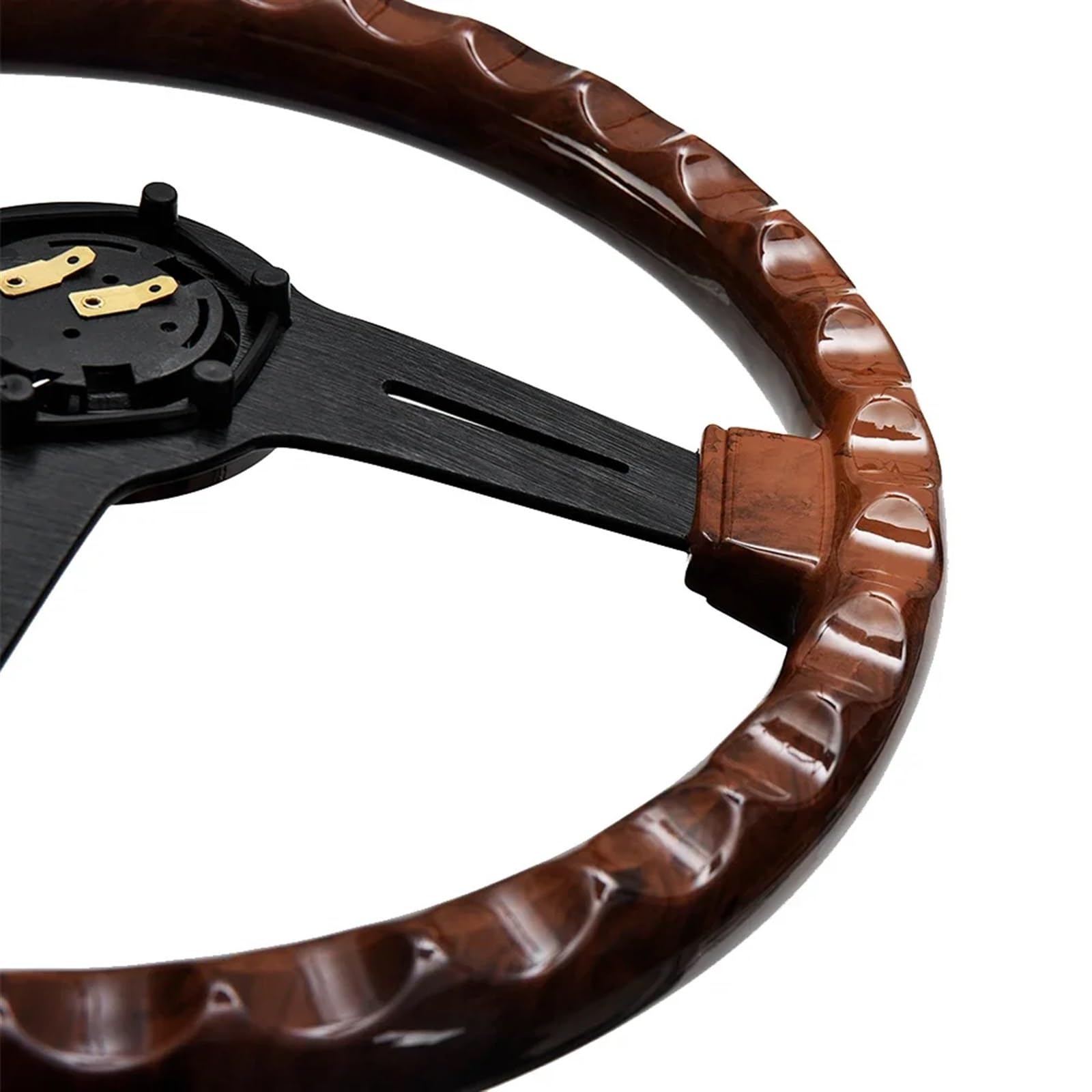 Universal Rennlenkrad 14 Zoll Holzmaserung Racing Lenkrad 350mm Retro Tiefe Mais Driften Sport Lenkräder Universal(A)
