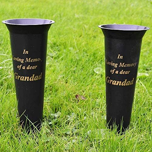 In Loving Memory Set of 2 Dad Spiked Memorial Grave Flower Vases Perfect for grave decoration