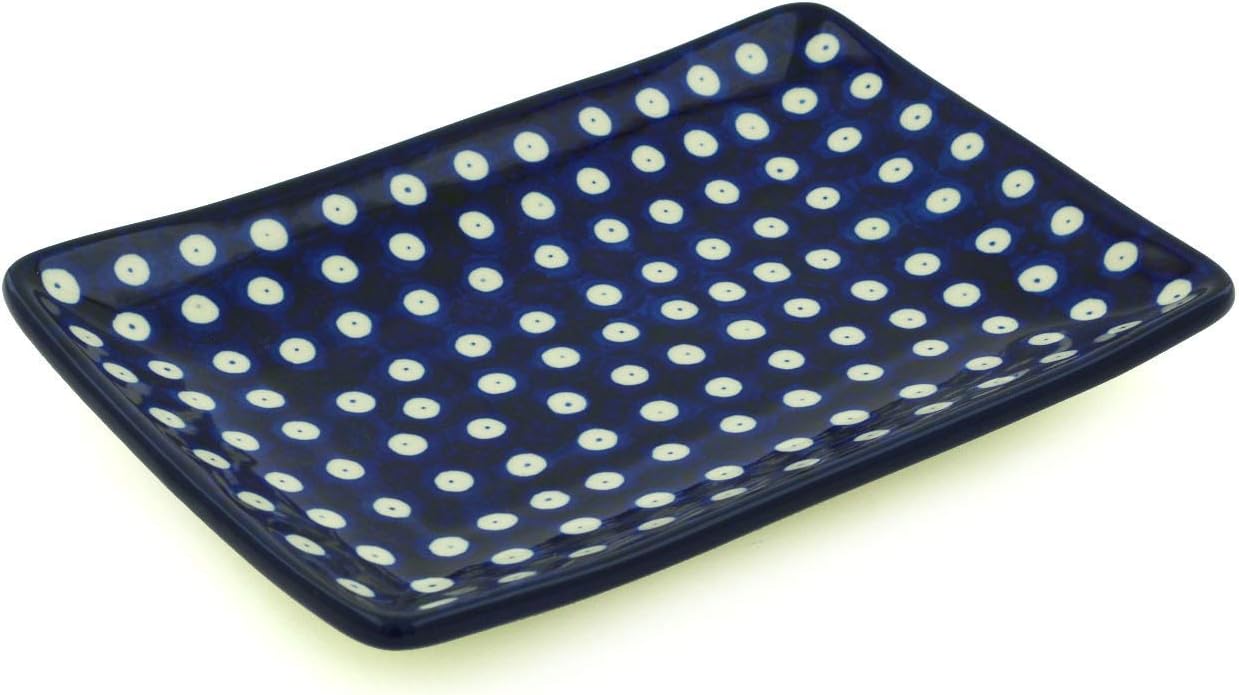 Polmedia Polish Pottery Sushi Tray - Blue Eyes Pattern Handmade in Boleslawiec Poland by Ceramika Artystyczna + Certificate of Authenticity