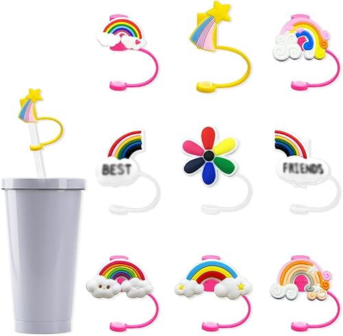 Miniatura 1 de Tapas de popote de silicona para vasos con asa, protector de tapones a prueba de polvo, reutilizables y portátiles, tapas para popotes (tapa de