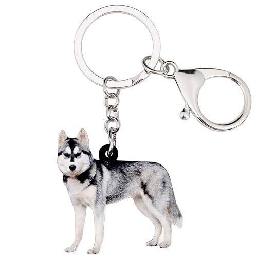 WEVENI Acrylic Siberian Husky Keychain Dog Jewelry For Women Girl