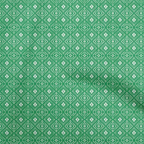 oneOone Cotton Poplin Green Fabric Tribal Sewing Craft Projects Fabric Prints by Yard 56 Inch Wide