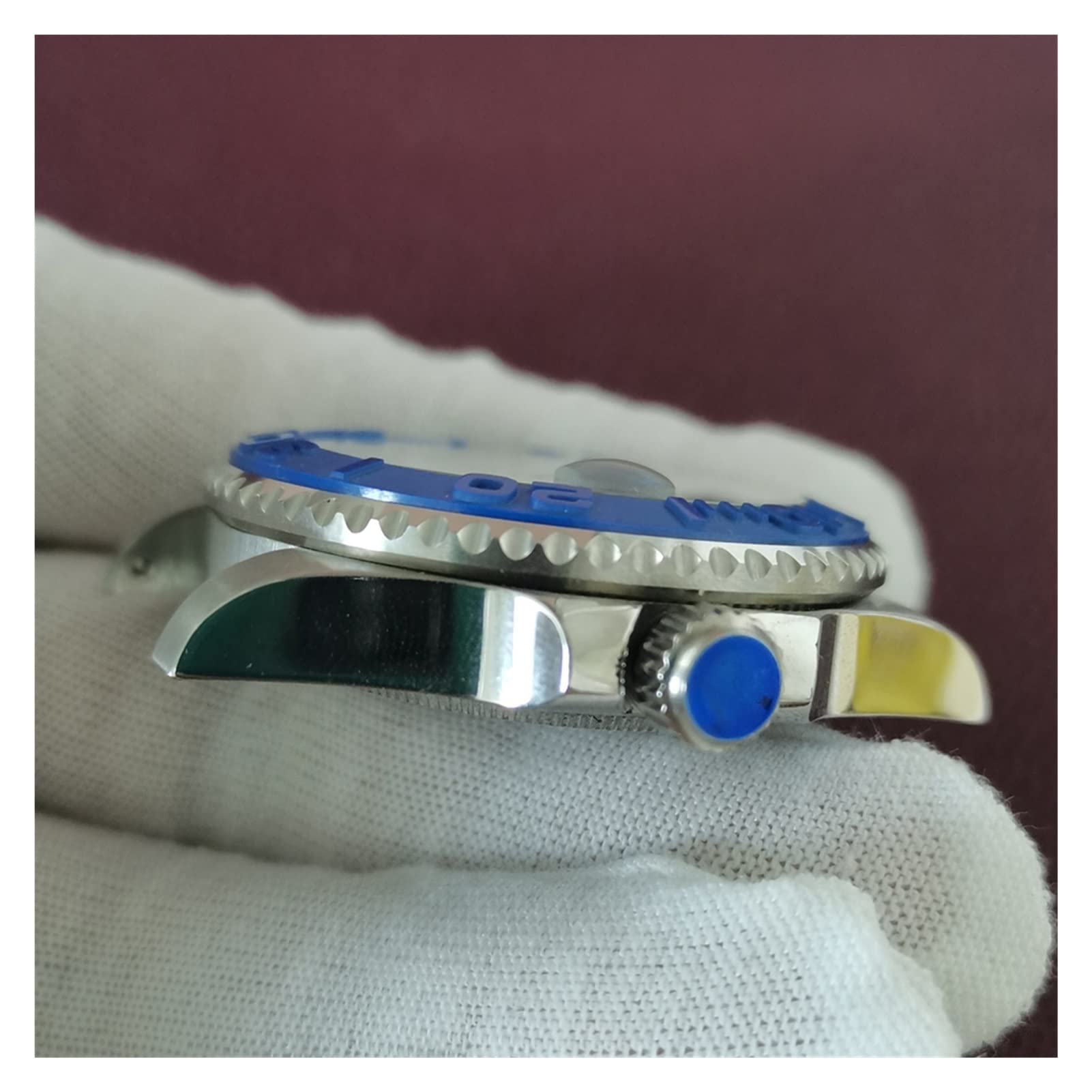 SUB Zegarek z automatycznym mechanizmem 40 mm obudowa ze stali nierdzewnej akcesoria do modyfikacji dla mężczyzn niebieska tarcza świecący wskaźnik ceramiczna ramka etui na zegarek okulary (8