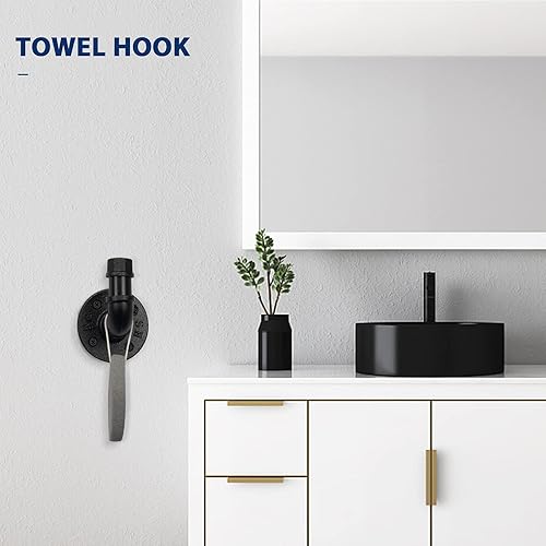 Miniatura 5 de NearMoon Juego de 4 piezas de accesorios de baño de tubería industrial, incluye toallero de 18 pulgadas, toallero, soporte de papel higiénico y