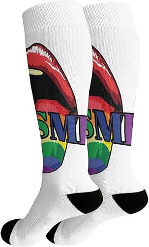 Miniatura 2 de devor Calcetines altos hasta la rodilla para niñas, calcetines de algodón para mujer, calcetines atléticos, calcetines divertidos, besos, lesbianas