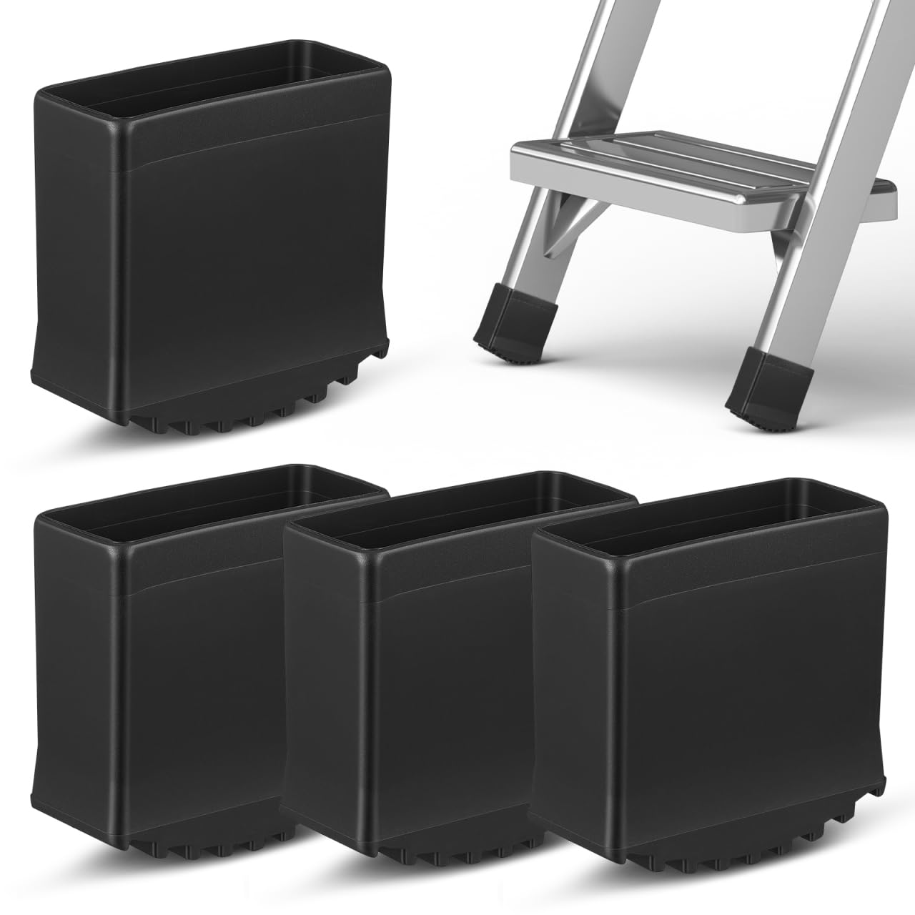 Cabilock Coperture Piedi Scala Antiscivolo 2.75X2.75X1.38In Pad Gomma Resistente Per Piedini Scala Alluminio 4 Gradini Protezione Pavimenti E Stabilità Set 4 Pezzi Per Uso Domestico E Professionale