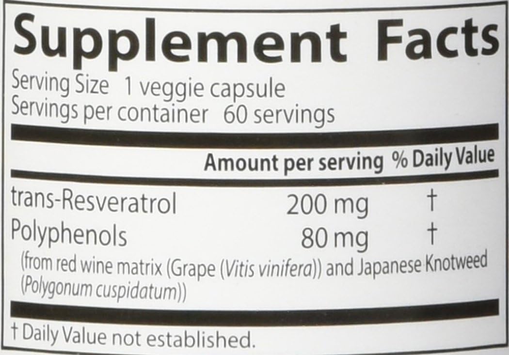 Doctor's Best, Trans-Resveratrol with ResVinol, Non-GMO, Vegan, Gluten & Soy Free, 200 mg, 60 Count : Health & Household