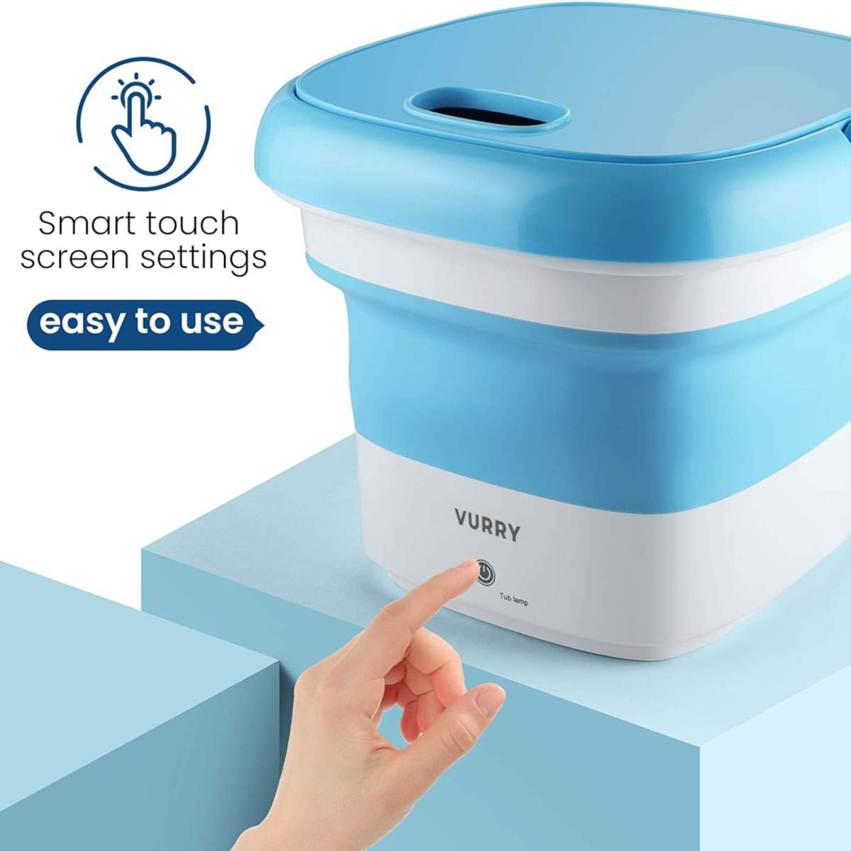 Super Cheap 🛒 Portable Folding Washing Machine, Mini Foldable Washing Machine, Foldable laundry tub washing machine for Home and Travel (Blue)