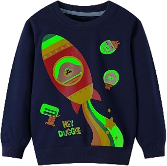 بلوزات HILEELANG Boy عيد الهالوين عيد الميلاد الجدة توهج في الظلام Crewneck بلوفر القطن قمم الجرافيك البلوزات