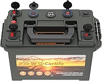 POWOCarlife Waterproof Battery Box for 30Ah/20Ah/10Ah LiFePO4 - Anderson Plug, Dual QC3.0 Ports, 12V Marine Case for RV, Camping, Boat, Trailers