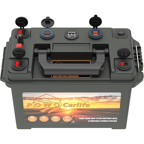 Battery Box for 30Ah/20Ah/10Ah, Waterproof Battery Box with Anderson Plug and Dual QC3.0, 12V Marine Case 30Amp Connectors for Lifepo4, RV, Camping, Boat, Trailers, Hunting