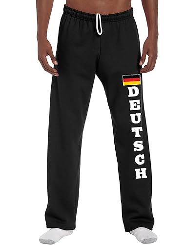 STUFF WITH ATTITUDE Deutsch Open Bottom Black Sweat Pants