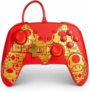 PowerA Enhanced Wired Controller for Nintendo Switch - Golden M, gamepad, wired video game controller, gaming controller
