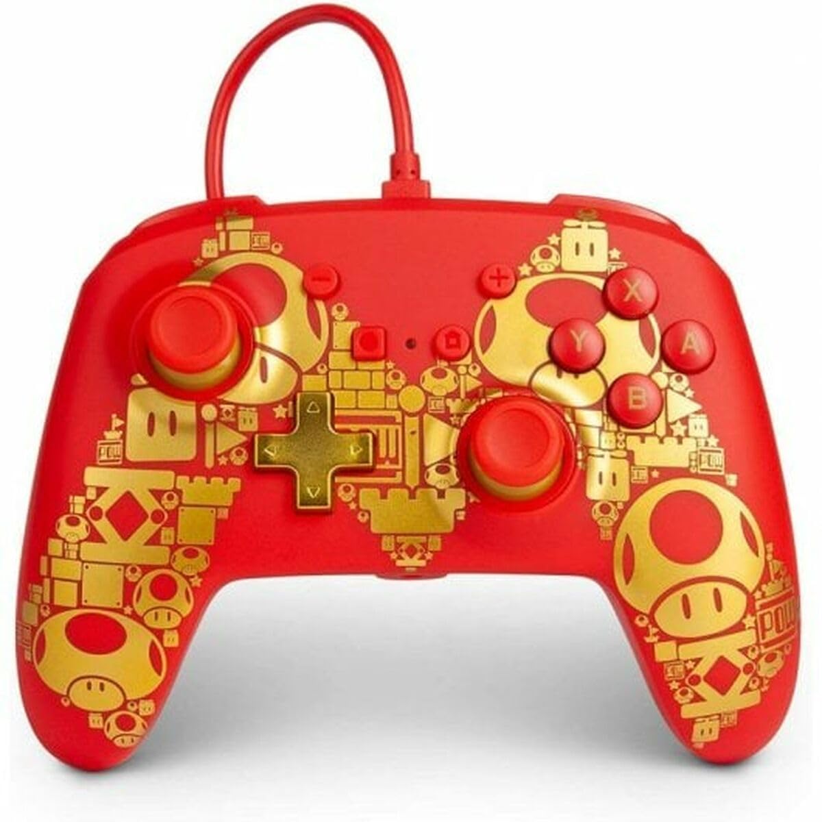 PowerA Enhanced Wired Controller for Nintendo Switch, Switch OLED Model, and Nintendo Switch Lite, Gamepad, Game Controller, Wired Controller, Officially Licensed- Mario Golden M