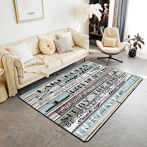 Lake House Area Rug 5x7 Kids Cabin Rustic Lake Living