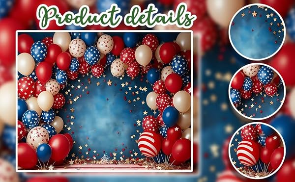 10x8ft 4th of July Backdrops for Photography Fourth of July Decorations Red White Blue Balloon Arch Patriotic Backdrop Veterans Day Labor Day Photo Background Family Photo Props for Photoshoot by Lexfvpoo - Used condition - Image 6
