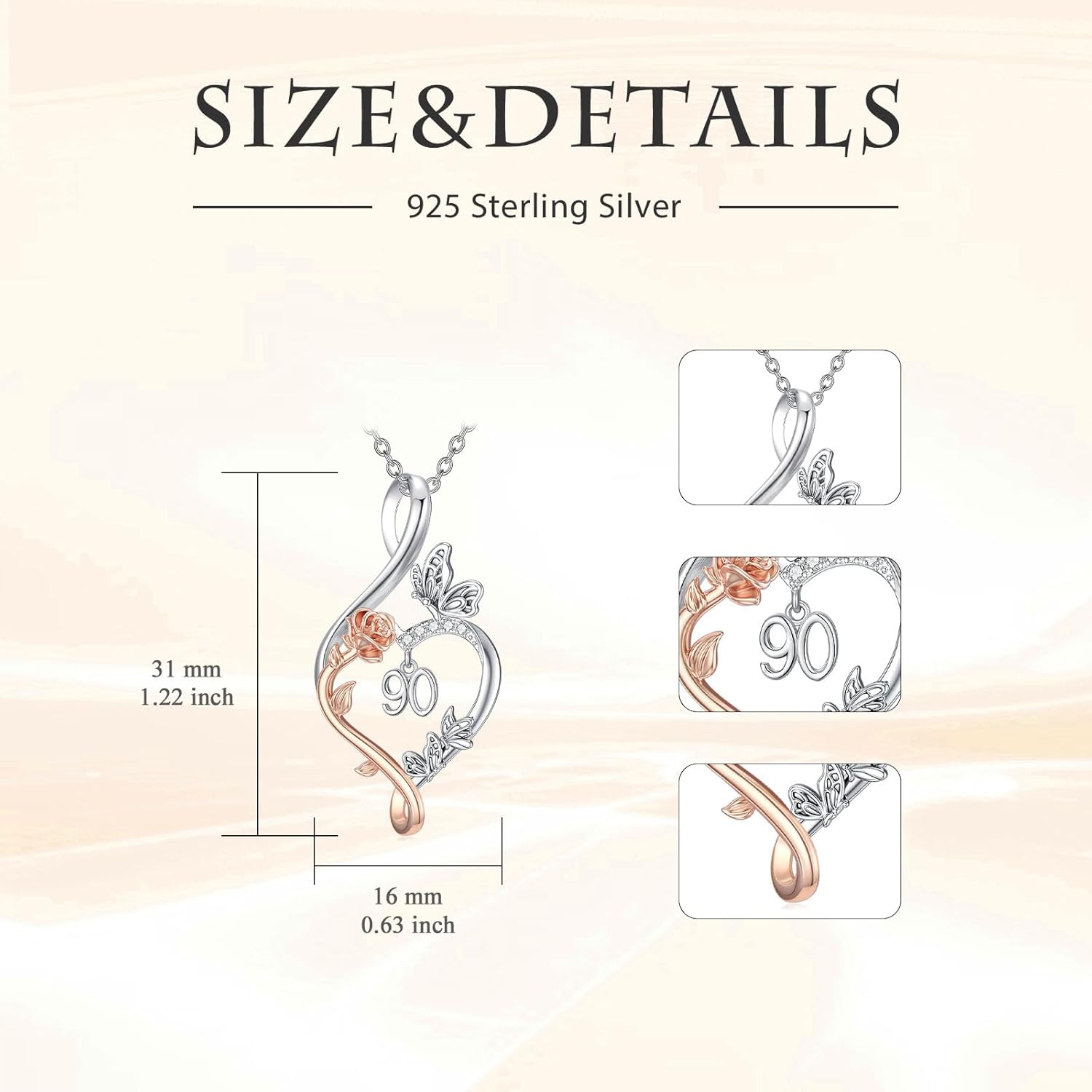 TOUPOP Gifts for Her Rose Heart Infinity Necklace 925 Sterling Silver Heart Butterfly Sweet Jewelry Anniversary Valentines Day Birthday Gifts Women Girlfriend Wife Mom Grandma - Image 6