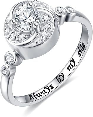 Urn Rings for Cremation Ashes Circle of Life 925 Sterling Silver Always by my side Keepsake Rings Memorial Jewelry for Women