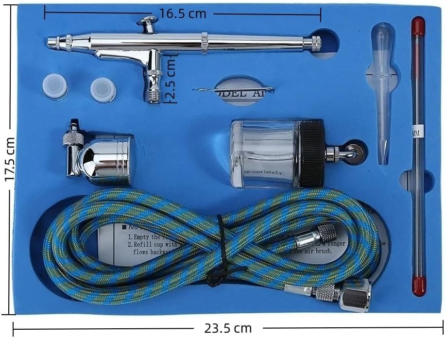 Anu Limen Dual Action Gravity Feed Airbrush Kit, 0.2/0.3/0.5mm Needle Nozzle Sprayer with 7ml/22ml Cups for Model Paint, Nails