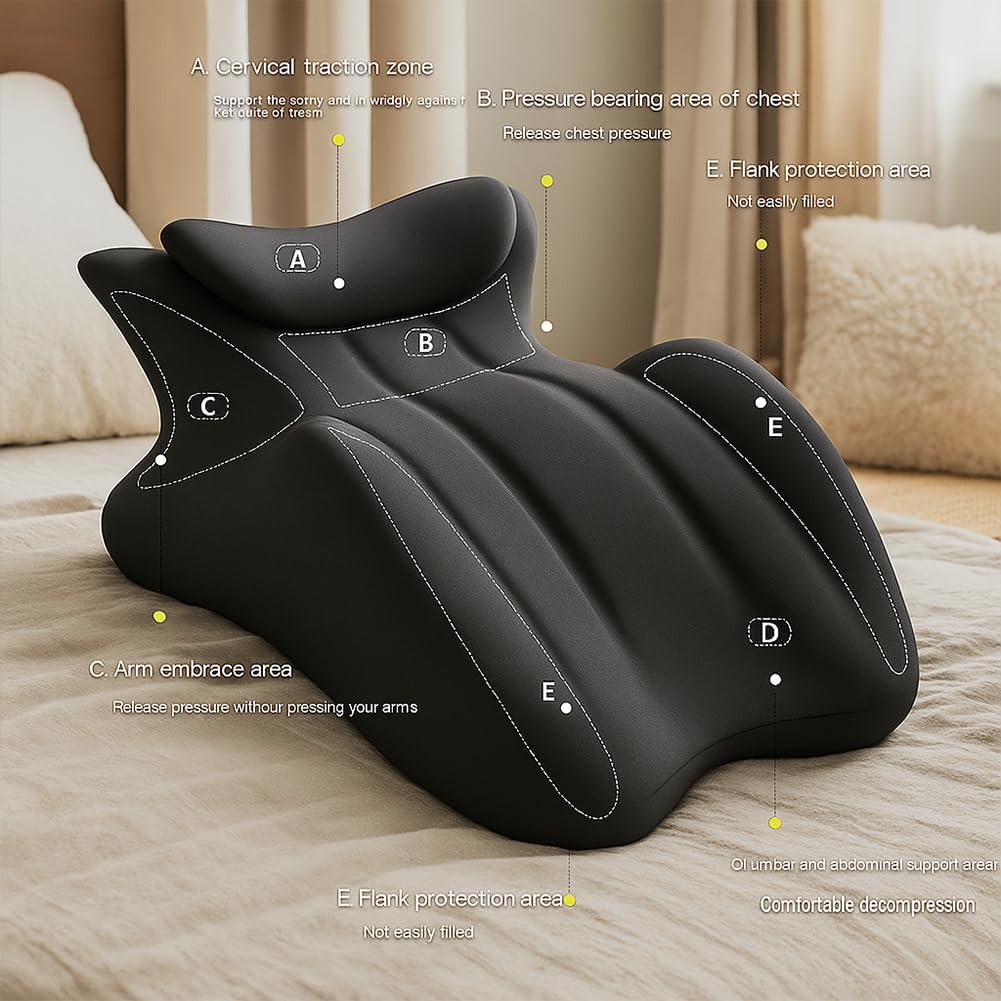 Rebound Couples Pillow, Ergonomic Memory Foam Wedge for Intimacy & Back Support, Orthopedic Bed Pillow for Sitting, Reading, Sleeping, Anti-Snoring & Post-Surgery Relief, Washable Cover (Blue)