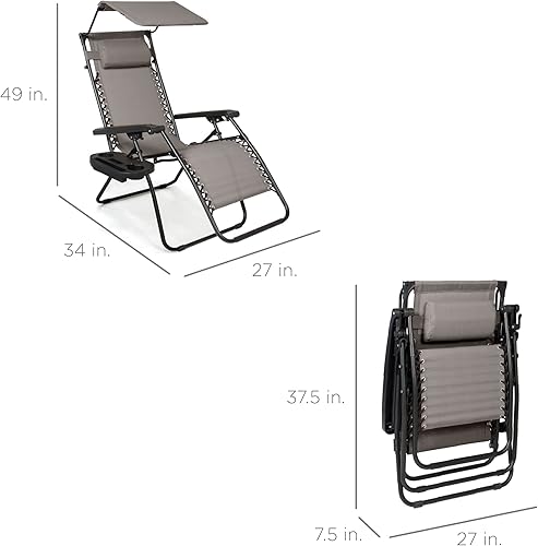 Miniatura 118 de Best Choice Products Silla reclinable plegable de gravedad cero para exteriores, de patio, para salón al aire libre, con toldo ajustable, Bandera